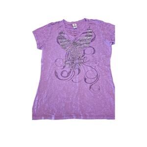 Purple washout Harley Davidson metallic eagle size XL shirt- Fargo, ND